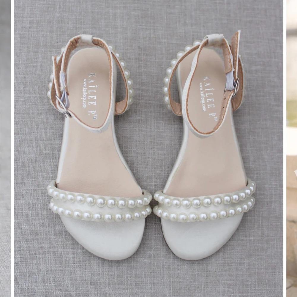 Kailee P White Pearl-Embellished Sandals